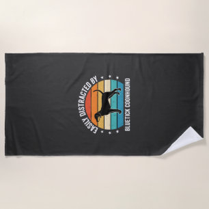 Bluetick Coonhound Retro Sunset Dog Beach Towel