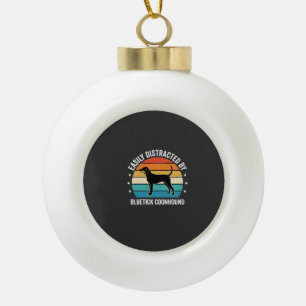 Bluetick Coonhound Retro Sunset Dog Ceramic Ball Christmas Ornament