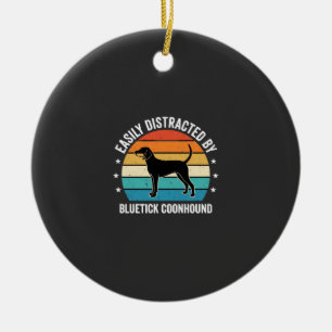 Bluetick Coonhound Retro Sunset Dog Ceramic Tree Decoration