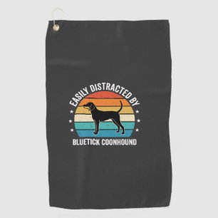 Bluetick Coonhound Retro Sunset Dog Golf Towel