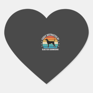 Bluetick Coonhound Retro Sunset Dog Heart Sticker