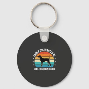 Bluetick Coonhound Retro Sunset Dog Key Ring