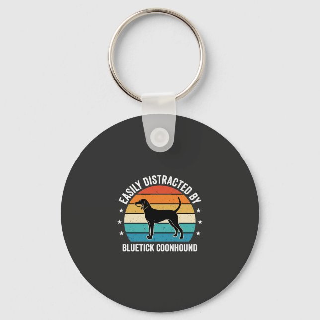Bluetick Coonhound Retro Sunset Dog Key Ring (Front)