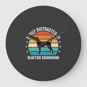 Bluetick Coonhound Retro Sunset Dog Large Clock
