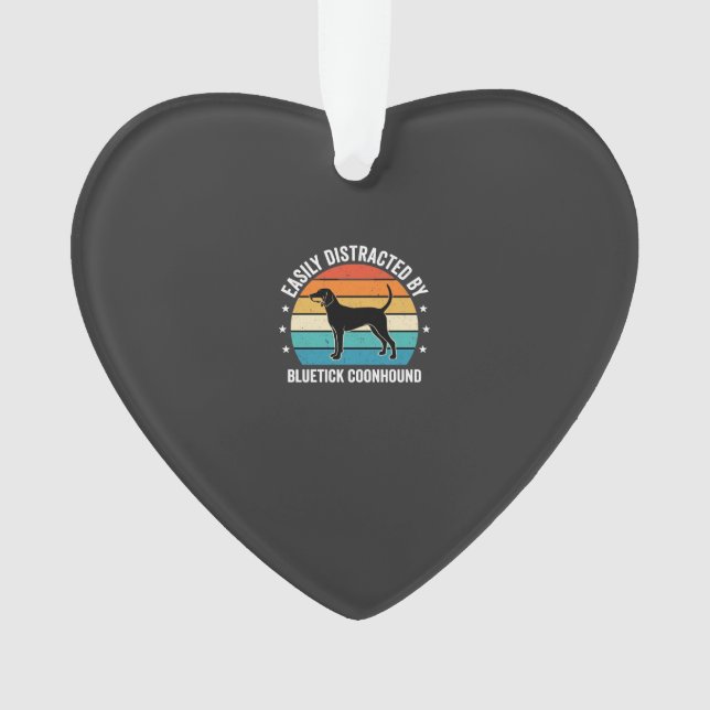Bluetick Coonhound Retro Sunset Dog Ornament (Front)