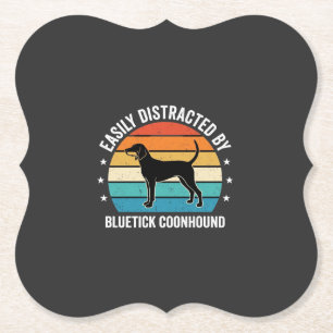 Bluetick Coonhound Retro Sunset Dog Paper Coaster