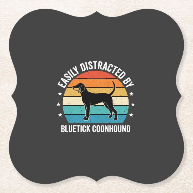 Bluetick Coonhound Retro Sunset Dog Paper Coaster (Front)