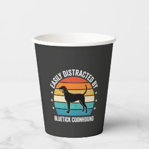 Bluetick Coonhound Retro Sunset Dog Paper Cups