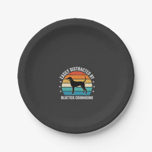 Bluetick Coonhound Retro Sunset Dog Paper Plate