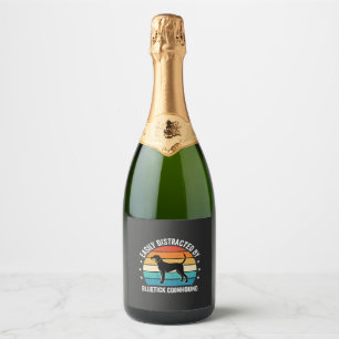 Bluetick Coonhound Retro Sunset Dog Sparkling Wine Label