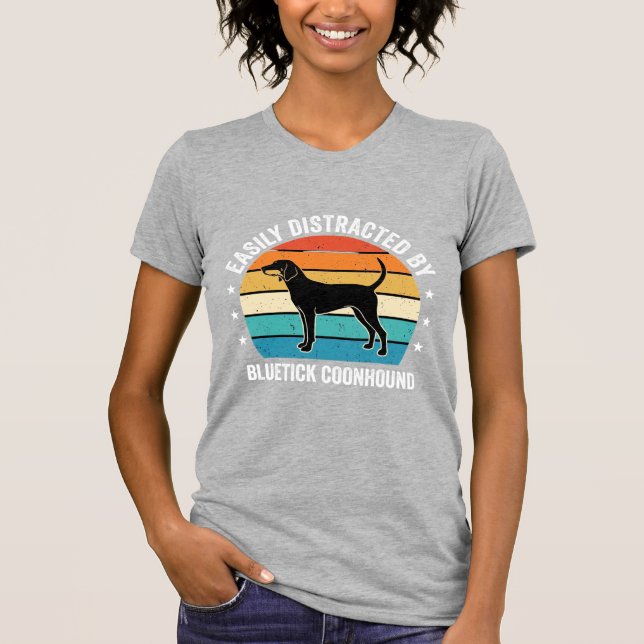 Bluetick Coonhound Retro Sunset Dog T-Shirt (Front)
