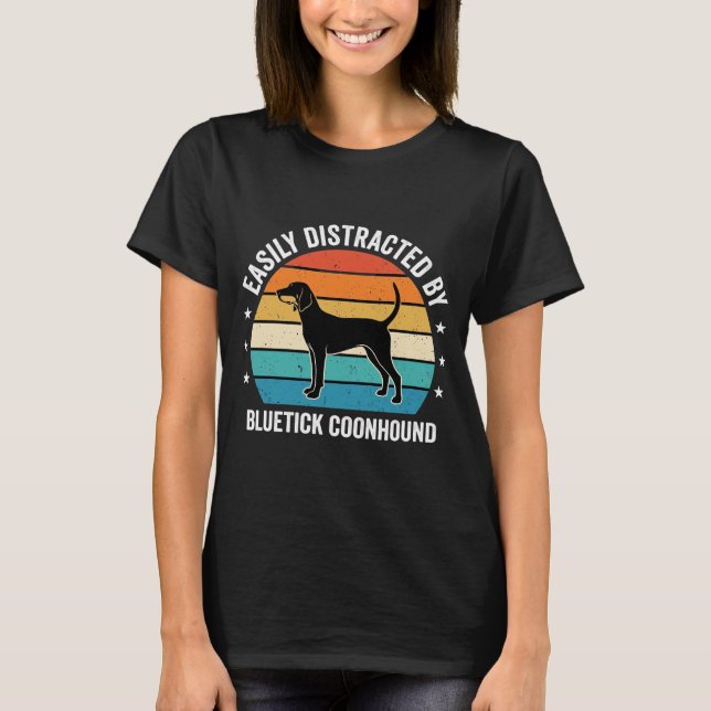 Bluetick Coonhound Retro Sunset Dog T-Shirt (Front)