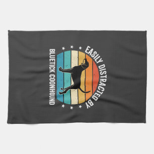 Bluetick Coonhound Retro Sunset Dog Tea Towel
