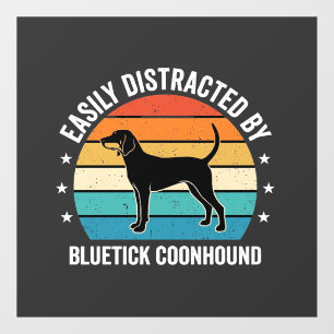 Bluetick Coonhound Retro Sunset Dog Window Cling