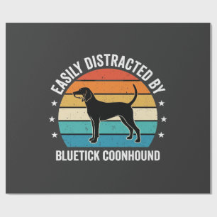 Bluetick Coonhound Retro Sunset Dog Wrapping Paper