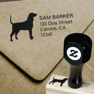 Bluetick Coonhound Silhouette Return Address Rubber Stamp