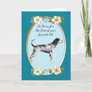 Bluetick Coonhound, Teal Floral Sympathy, Pet Loss Card