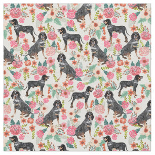Bluetick Coonhound vintage florals cream Fabric