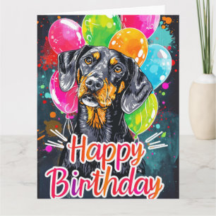 Bluetick Coonhound with Balloons Card