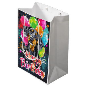 Bluetick Coonhound with Balloons Medium Gift Bag