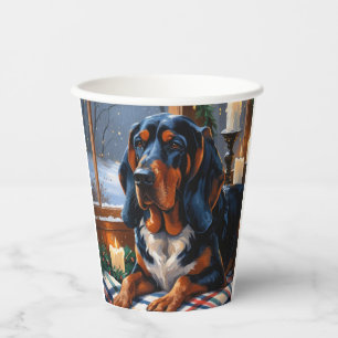 Bluetick Coonhound With Christmas Lights Holiday Paper Cups