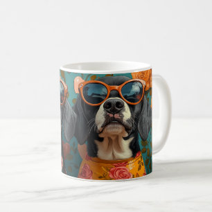 Bluetick Coonhound With Heart Rose Valentine's Day Coffee Mug