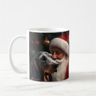 Bluetick Coonhound With Santa Claus Christmas Coffee Mug