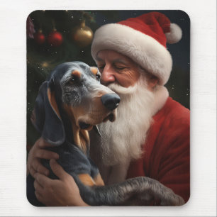 Bluetick Coonhound With Santa Claus Christmas Mouse Mat