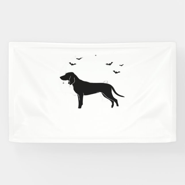 Bluetick Dog – Halloween Moon Silhouette Classic T Banner (Horizontal)