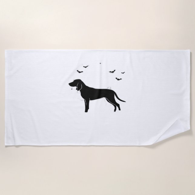 Bluetick Dog – Halloween Moon Silhouette Classic T Beach Towel (Front)