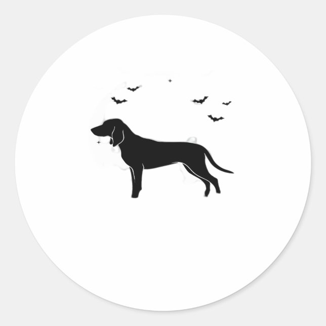 Bluetick Dog � Halloween Moon Silhouette Classic T Classic Round Sticker (Front)