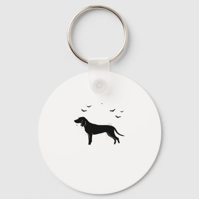Bluetick Dog � Halloween Moon Silhouette Classic T Key Ring (Front)