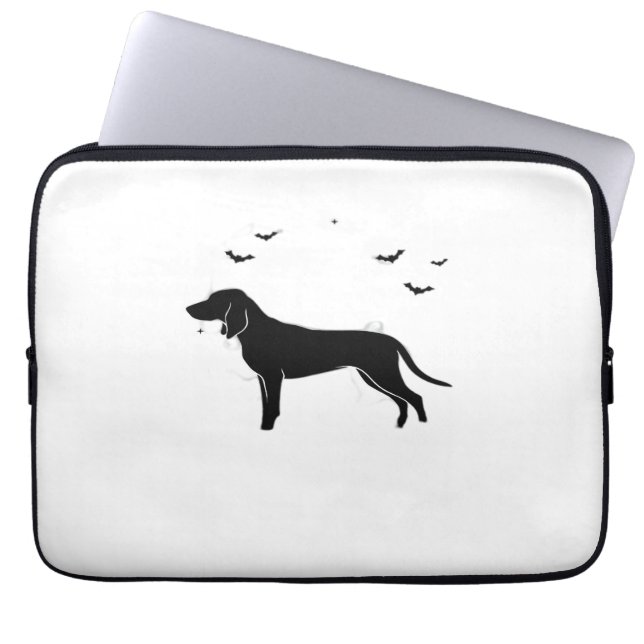 Bluetick Dog – Halloween Moon Silhouette Classic T Laptop Sleeve (Front)