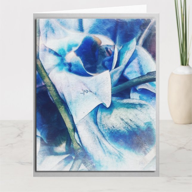 Bluetiful Blue Orchid blank art greeting card (Front)