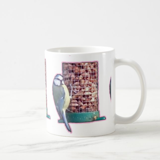 Bluetit on Bird Feeder Photo Gifts Coffee Mug (Right)