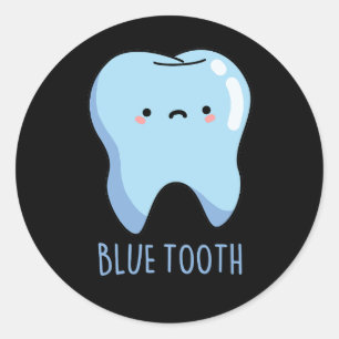 Bluetooth Funny Technical Blue Tooth Pun Dark BG Classic Round Sticker