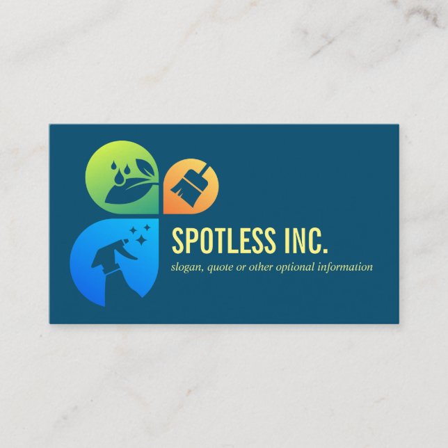 Bluette Modern Trendy Cleaning services logo Business Card (Front)