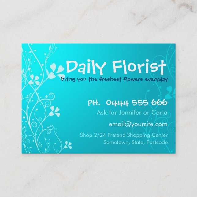 BlueyFlora Big Business Card (Front)