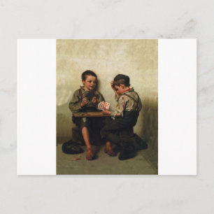 Bluffing ~ Shoe Shine Boys Playing Poker (1885) Postcard