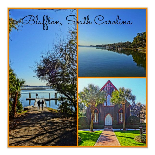 Bluffton South Carolina Lowcountry Collage Poster (Front)