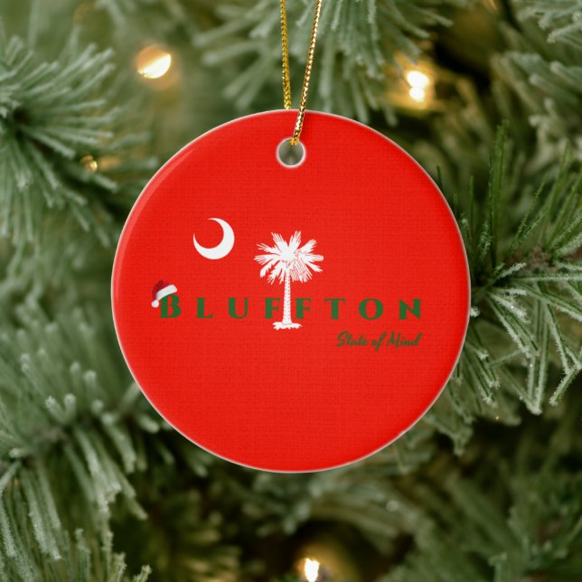 Bluffton State of Mind Christmas Holiday Red Green Ceramic Tree Decoration (Tree)