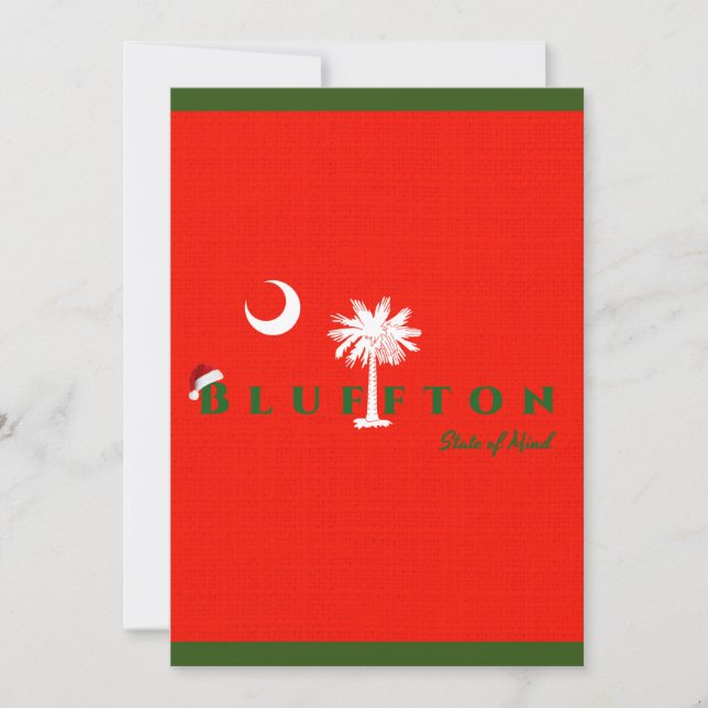 Bluffton State of Mind Christmas Red Green Holiday Card (Front)