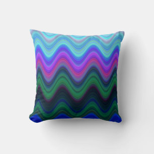 Bluish Blurred Waves Throw Pillow