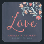 Bluish Chalkboard Floral Love Wedding Square Sticker<br><div class="desc">This Love square sticker features beautiful floral against a bluish chalkboard background, with the word "Love" in modern script font. Use it to seal your wedding envelopes or for decoration. Check out the wedding invitation and other matching wedding items in my collection here -> http://www.zazzle.com/collections/bluish_chalkboard_floral_bridal_and_wedding-119872540777216768?rf=238364477188679314 Personalise it with your details...</div>
