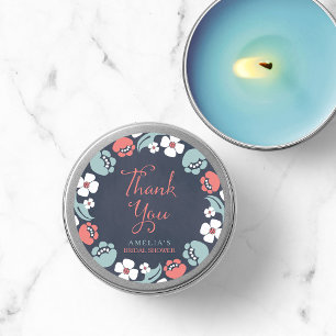 Bluish Chalkboard Floral Thank You Classic Round Sticker