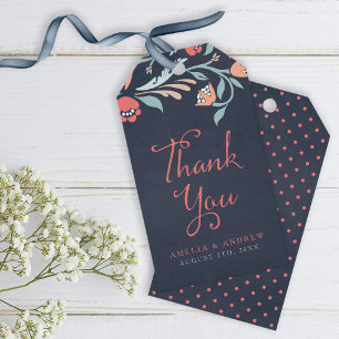 Bluish Chalkboard Floral Thank You Gift Tags