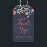 Bluish Chalkboard Floral Thank You Gift Tags<br><div class="desc">Adorn your favour gifts with this elegant gift tag featuring beautiful floral against a bluish chalkboard background, with the word "Thank You" in modern script font. This gift tag includes a patterned back side. Check out other matching Wedding/Bridal items in my collection here -> http://www.zazzle.com/collections/bluish_chalkboard_floral_bridal_and_wedding-119872540777216768?rf=238364477188679314 Personalise it with your details...</div>