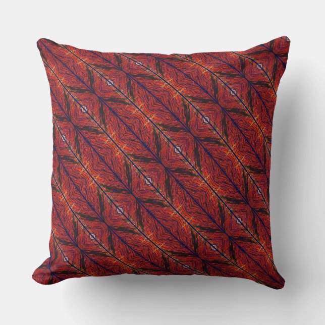 Bluish clear red shapes, zigzag, wavy and stripes? cushion (Front)