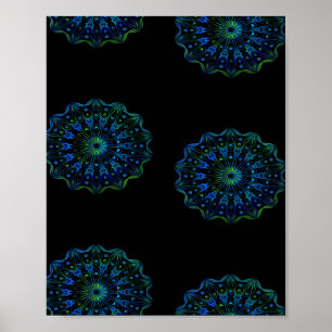 Bluish green mandala poster