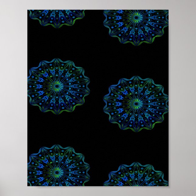 Bluish green mandala poster (Front)